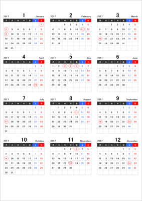 2017年の1月から12月までの分がそれぞれ1シートになっています。